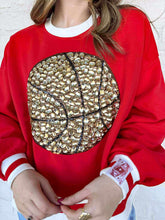 Load image into Gallery viewer, Queen of Sparkles Red Jeweled Basketball Sweatshirt
