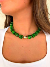 Load image into Gallery viewer, Large Dark Green Bead Necklace