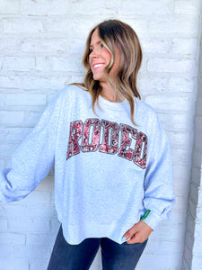 Queen Of Sparkles Grey and Red Rodeo Sweatshirt