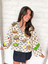 Load image into Gallery viewer, Queen Of Sparkles Ivory Flower Print Thanksgiving Button Up Cardigan