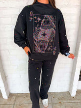 Load image into Gallery viewer, Queen Of Sparkles Black Rainbow Jeweled Sweat Pant