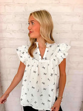 Load image into Gallery viewer, Bow Print White Top