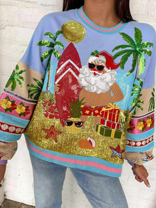 Queen Of Sparkles Multi Vintage Vacation Santa Sweatshirt