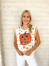 Load image into Gallery viewer, Queen Of Sparkles White Full Sequin Pumpkin Icon Vest