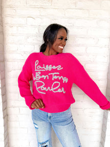 Exclusive Pink & Silver Laissez Les Bon Temps Rouler Sweater