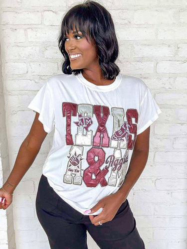 Queen Of Sparkles Texas A&M Metallic Icon Tee
