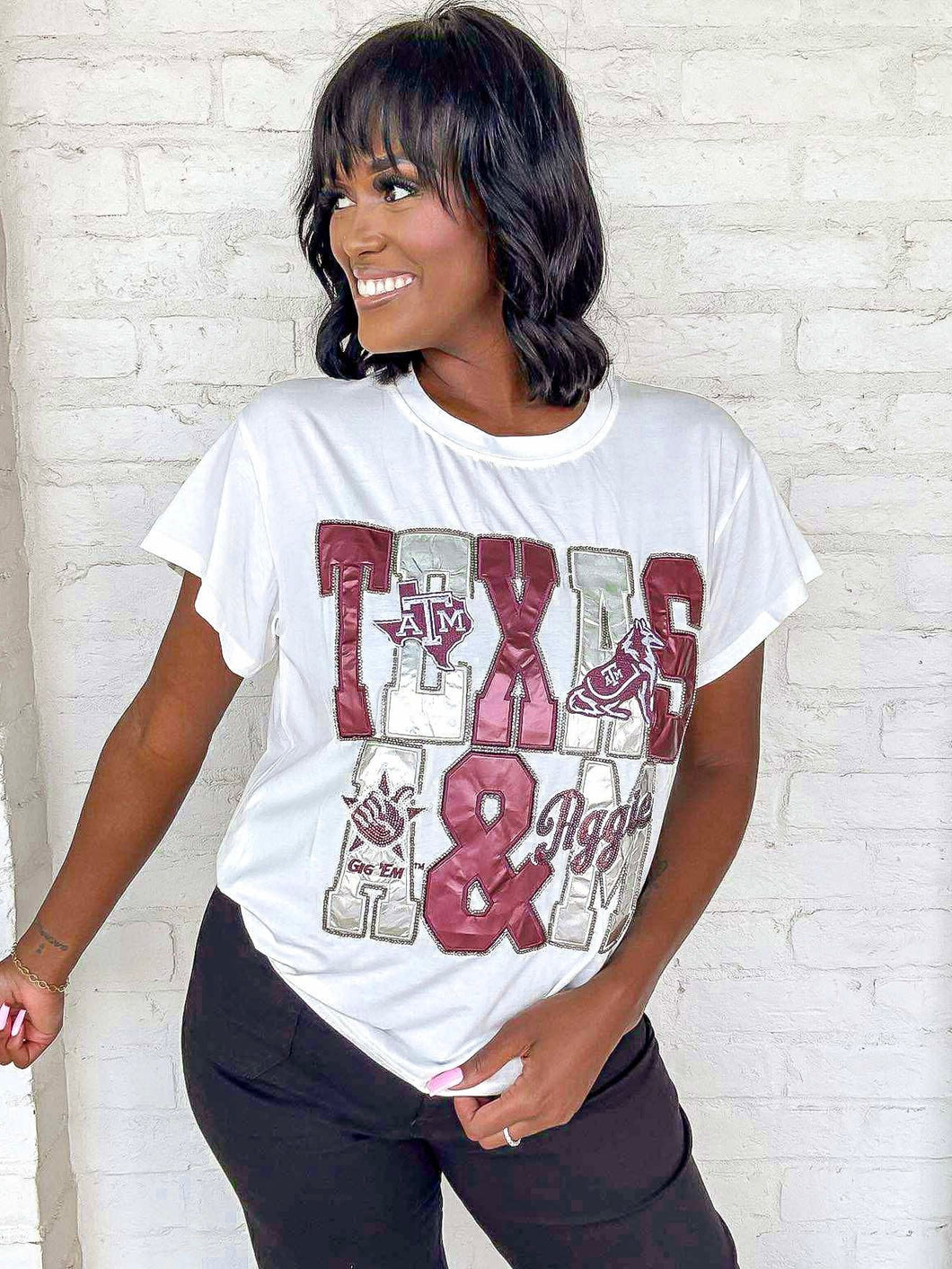 Queen Of Sparkles Texas A&M Metallic Icon Tee