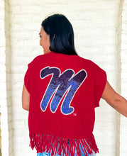 Load image into Gallery viewer, Queen Of Sparkles Ole Miss Fringe Sweater Vest