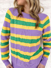 Load image into Gallery viewer, Mardi Gras Knitted Striped Sweater