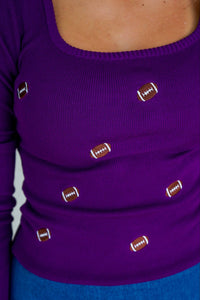 Hold That Thought Sweater Purple Top