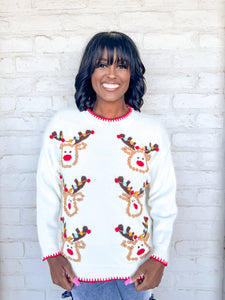 Queen Of Reindeer PomPom Sweater