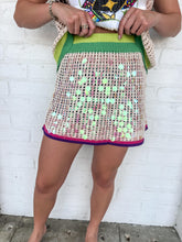 Load image into Gallery viewer, Queen Of Sparkles Ivory &amp; Tan Striped Shell Crochet Skirt