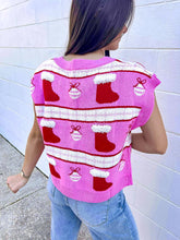 Load image into Gallery viewer, Christmas Ornaments Pink Vest Top