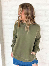 Load image into Gallery viewer, Easy To Love Dark Olive Pullover