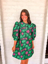 Load image into Gallery viewer, Spring Meadow Floral Navy Jacquard Dress