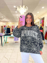 Load image into Gallery viewer, Queen Of Sparkles Black &amp; White Spider Web Spooky Sweatshirt