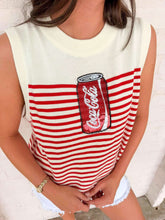 Load image into Gallery viewer, Queen Of Sparkles Licensed White &amp; Red Striped Coca Cola Knit Tank