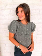 Load image into Gallery viewer, Treat Yourself Floral Charcoal Knit Top