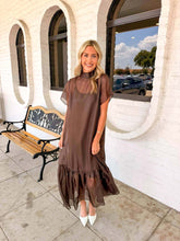 Load image into Gallery viewer, Delicate Darling Brown Midi Dress