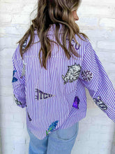 Load image into Gallery viewer, Queen Of Sparkles TCU Mini Icon Striped Button Down