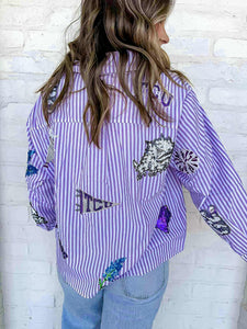 Queen Of Sparkles TCU Mini Icon Striped Button Down