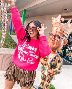 Exclusive Pink & Silver Laissez Les Bon Temps Rouler Sweater