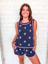 Load image into Gallery viewer, Queen Of Sparkles Navy Active Rhinestone Tank