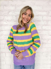 Load image into Gallery viewer, Mardi Gras Knitted Striped Sweater