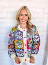 Load image into Gallery viewer, Queen Of Sparkles Pastel Colorblock Santa Button Up Cardigan