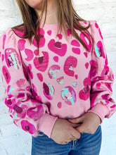 Load image into Gallery viewer, Queen Of Sparkle Pink Sequin Cheetah Top