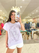 Load image into Gallery viewer, Queen Of Sparkles Lavender Scattered Jewel QOS Card Logo Tee