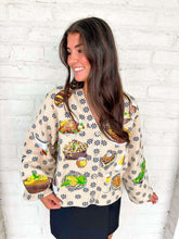 Load image into Gallery viewer, Queen Of Sparkles Ivory Flower Print Thanksgiving Button Up Cardigan
