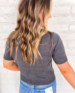 Turning Pages Dark Grey Top