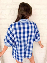 Load image into Gallery viewer, Checkered Craze Blue Top