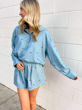 Load image into Gallery viewer, Queen Of Sparkles Chambray Multi Rhinestone Shorts