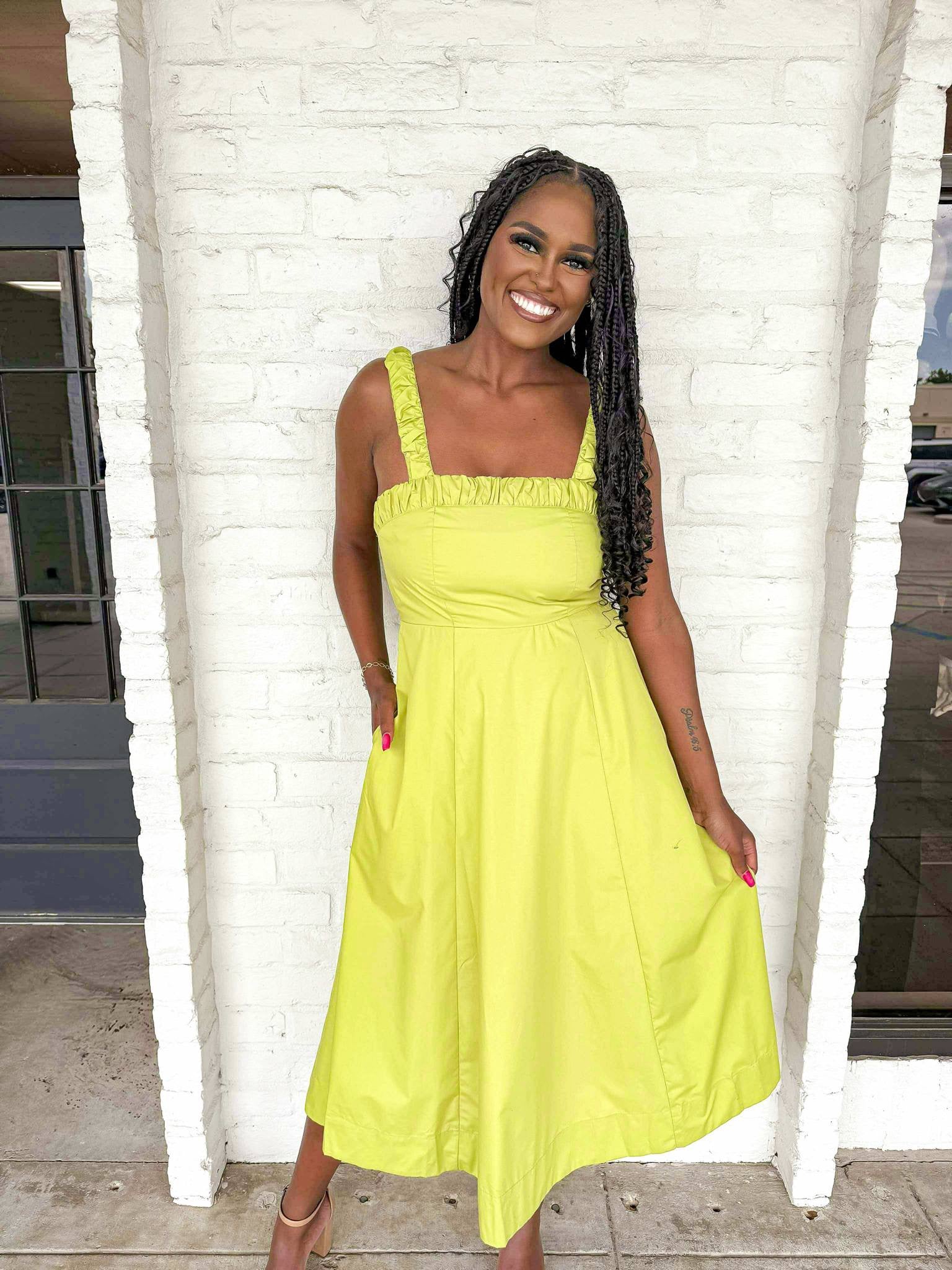 Simple Joy Chartreuse Dress M Simple Joy Chartreuse Dress M