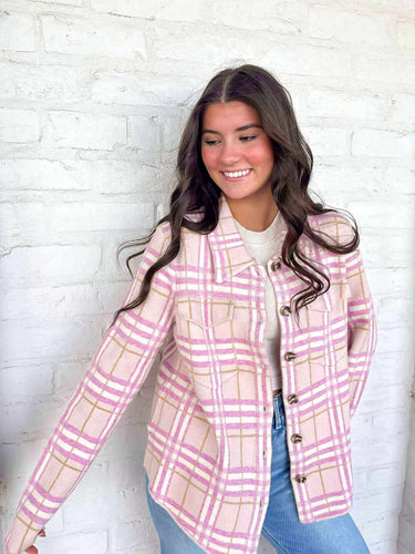Checkered Pattern Lilac Mix Jacket