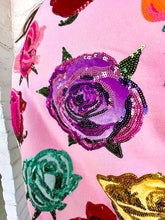 Load image into Gallery viewer, Queen Of Sparkles Velvet Roses Colorblock Sweatshirt