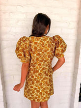 Load image into Gallery viewer, Poppy Love Gold Jacquard Dress