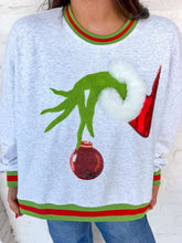 Load image into Gallery viewer, Jordan Amanda Christmas Grinch Hand &amp; Ornament Sweatshirt