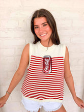 Load image into Gallery viewer, Queen Of Sparkles Licensed White &amp; Red Striped Coca Cola Knit Tank