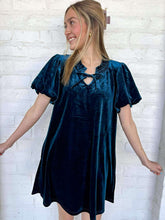Load image into Gallery viewer, Upon Request Dark Blue Velvet Dress