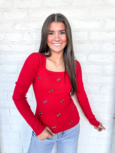 Hold That Thought Sweater Red Top