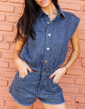 Load image into Gallery viewer, Queen Of Sparkles Denim Rhinestone Sleeveless Romper
