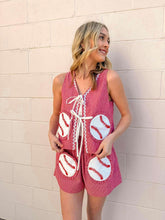 Load image into Gallery viewer, Queen Of Sparkles Red &amp; White Striped Rick Rack Tie Up Baseball Cotton Tank