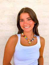 Load image into Gallery viewer, Large Heart Multi Hot Pink Bead Necklace
