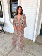 Load image into Gallery viewer, Tiger Stripe Silky Kimono Maxi Dress