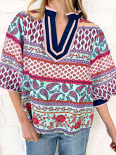 Load image into Gallery viewer, Flower Power Turquoise Multi Print Top