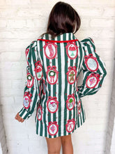 Load image into Gallery viewer, Queen Of Sparkles Green Striped Christmas Wallpaper Collar Cotton Dress