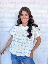 Load image into Gallery viewer, Perfectly Poised Blue Knit Sweater